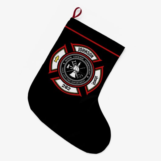 Brandweer en brandweer en brandweer grote kerstsok (Voorkant (Hangend))