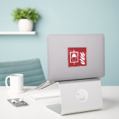 Brandweer lift veiligheidsbord sticker (Laptop op bureau)