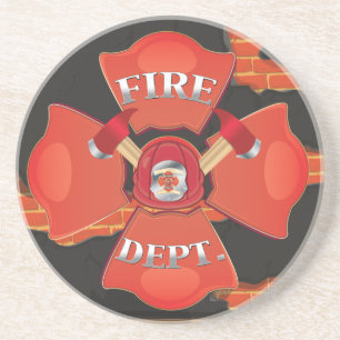 Brandweer Logo Zandsteen Onderzetter