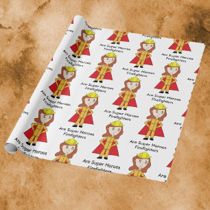Brandweer Vrouw Super Hero Funny Cadeaupapier