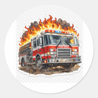 Brandweer Vuurweerwagen Reddingsheld Klassieke Sti Ronde Sticker
