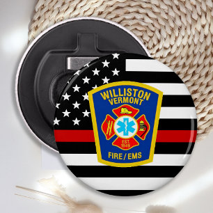 Brandweerafdeling Aangepaste Logo brandweerdienst Button Flesopener