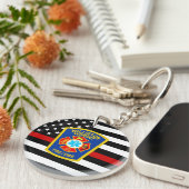 Brandweerafdeling Aangepaste Logo embleem brandwee Sleutelhanger (Voorkant Rechts)