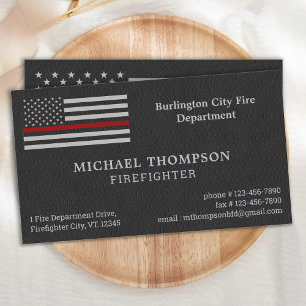 Brandweerafdeling Faux Leather Fireman Firefighter Visitekaartje