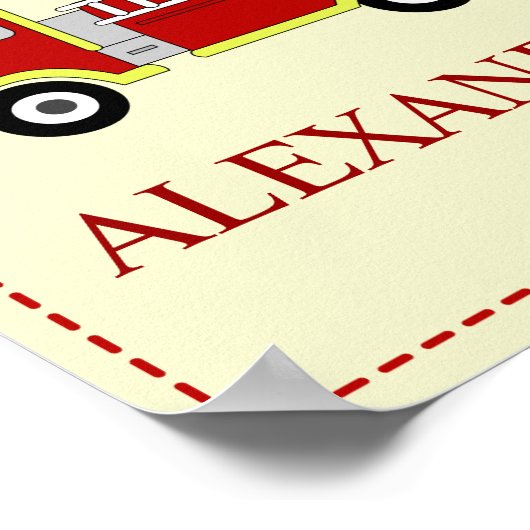 Brandweerauto Baby jongenskamer Nursery Kunstprint Poster (Hoek)