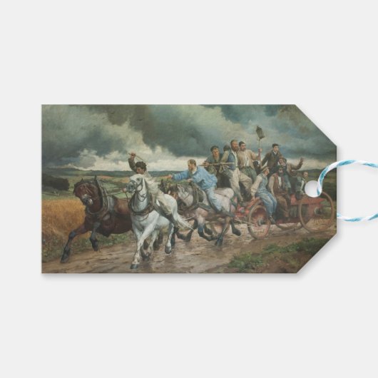  brandweerauto (door Eugène Burnand) Cadeaulabel (Voorkant (Horizontaal))