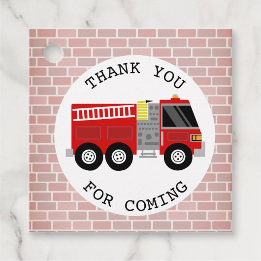 Brandweerauto Hydrant Verjaardag dank u Bedankjes Labels (Voorkant)