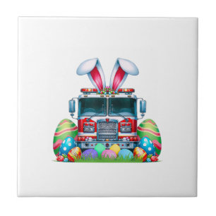 Brandweerauto Paashaas Oren Brandweerman Paasei Tegeltje