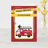 Brandweerauto Verjaardag Wenskaart Kaart (Gele Bloem)