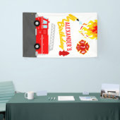 Brandweerder Theme Red Fire Engine Birthday Spandoek (Beurs)