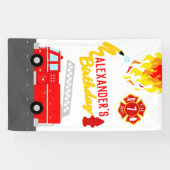 Brandweerder Theme Red Fire Engine Birthday Spandoek (Horizontaal)