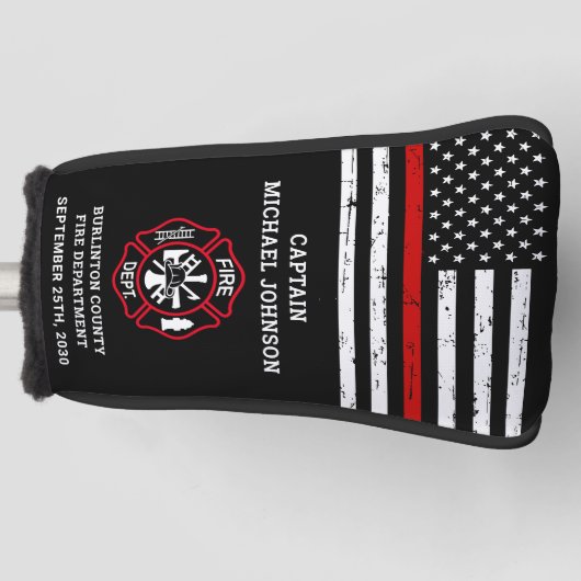 Brandweerdienst — Thin Red Line Maltese kruis Golfheadcover (Voorkant)