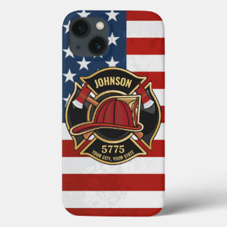 Brandweerdienst Verenigde Staten Vlag Aangepast iPhone 13 Hoesje
