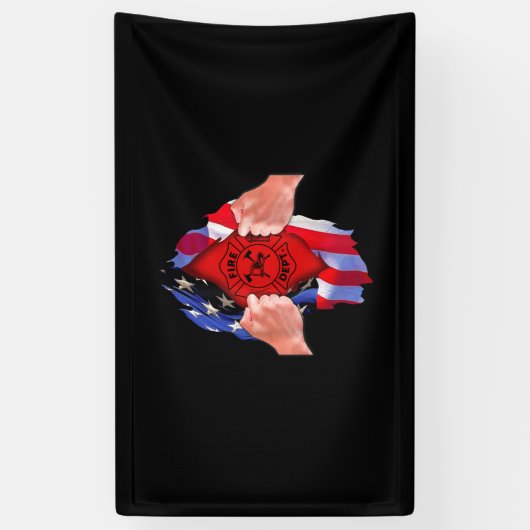 Brandweerdienst Vlag brandweerman Thin Red Line Spandoek (Verticaal)