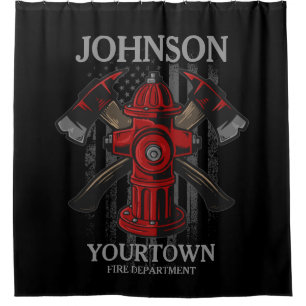 Brandweerdienst voor brandweer Hydrant USA Vlag Douchegordijn