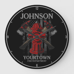 Brandweerdienst voor brandweer Hydrant USA Vlag Grote Klok