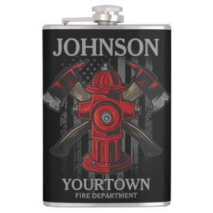 Brandweerdienst voor brandweer Hydrant USA Vlag Heupfles