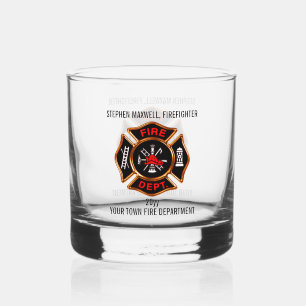 Brandweerembleem Naam en Afdeling Whisky Glas