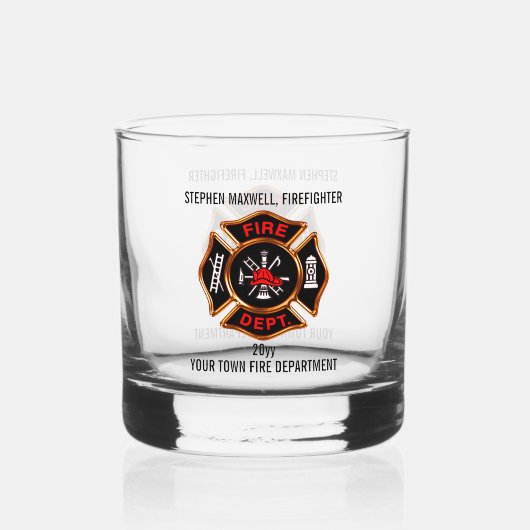 Brandweerembleem Naam en Afdeling Whisky Glas (Voorkant)