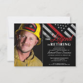 Brandweerfoto Thin Red Line Fireman Retirement Kaart (Voorkant)