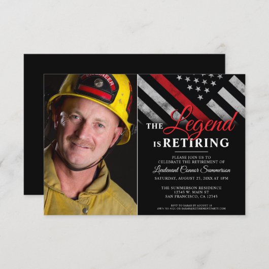 Brandweerfoto Thin Red Line Fireman Retirement Kaart (Voorkant / Achterkant)