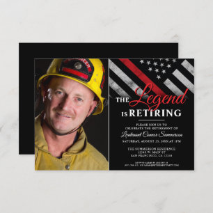 Brandweerfoto Thin Red Line Fireman Retirement Kaart