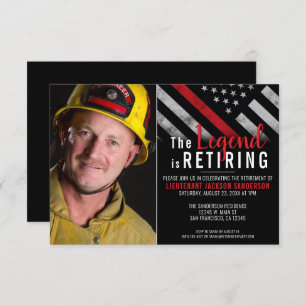 Brandweerfoto Thin Red Line Fireman Retirement Kaart