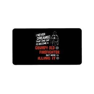 Brandweergeschenk Knorrige oude brandweerman Etiket