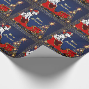 Brandweerhond op de kerstboom van de kerststal cadeaupapier