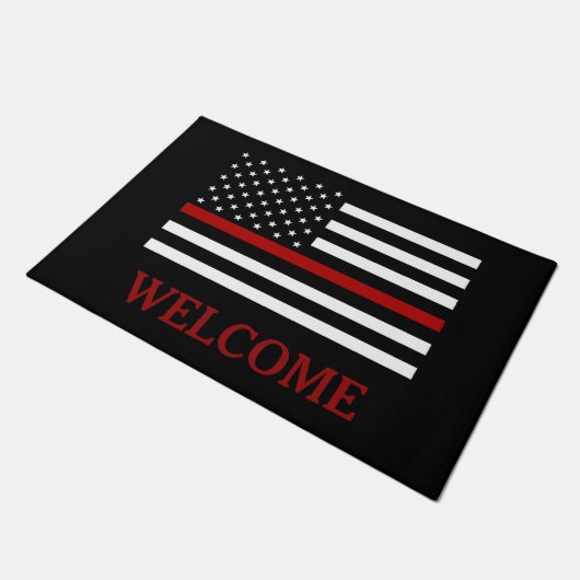 Brandweerkap Thin Red Line Doormat Deurmat (Schuin)