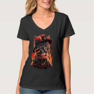 Brandweerkat Kitten Fireman Helmet Firefighter T-shirt