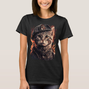 Brandweerkat Kitten Fireman Helmet Firefighter T-shirt
