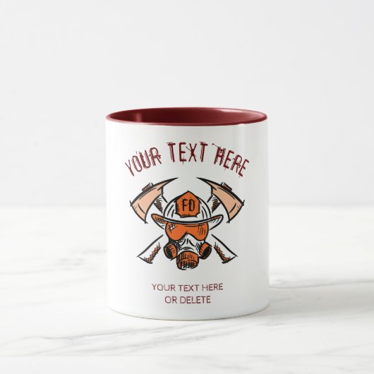 Brandweerlieden. Brandweer. Cadeauidee. Sjabloon Mok (Midden)