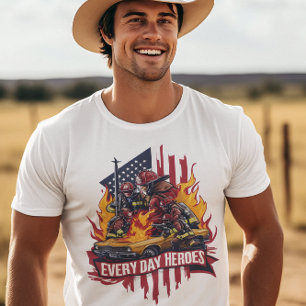 Brandweerlieden in brand t-shirt