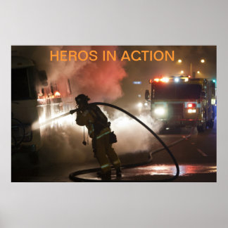Brandweerlieden: Poster van helden in actie