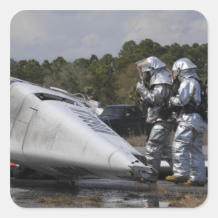 Brandweerlieden reageren op de scène vierkante sticker