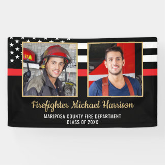 Brandweerman 2 Afbeelding Fire Academy Afstuderen Spandoek