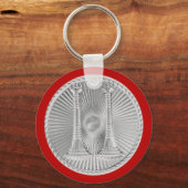 Brandweerman 2 Bugle Silver Kapitein Medallion Sleutelhanger (Voorkant)