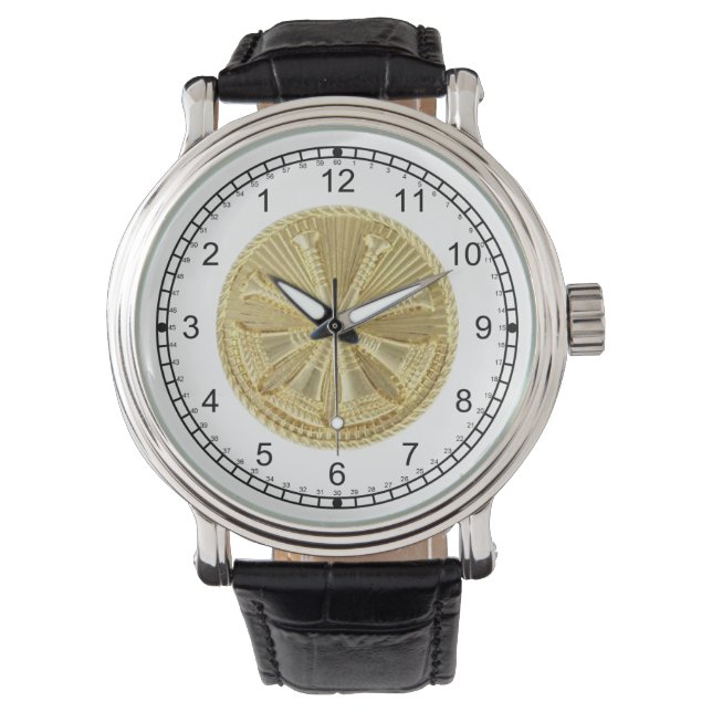 Brandweerman 4 Bugle Gold Medallion Horloge (Voorkant)