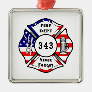 Brandweerman 9/11 Vergeet nooit 343 Metalen Ornament