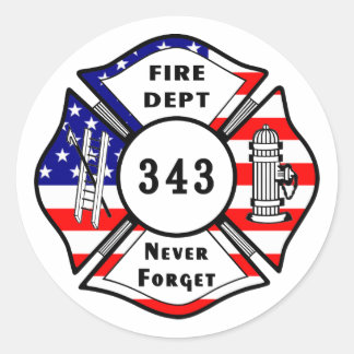 Brandweerman 9/11 Vergeet nooit 343 Ronde Sticker