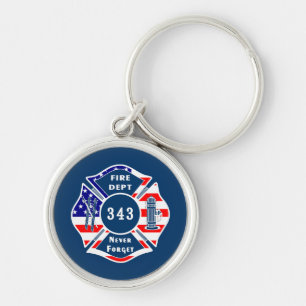 Brandweerman 9/11 Vergeet nooit 343 Sleutelhanger