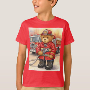 Brandweerman aan het werk, teddy en brandweerwagen t-shirt