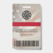 Brandweerman Aangepaste Personeelsfoto Barcode ID Badge (Achterkant)