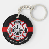 Brandweerman Acr voor Maltese kruisgepersonaliseer Sleutelhanger (Achterkant)