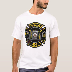 Brandweerman ADD NAAM Brandweer Reddingsteam T-shirt