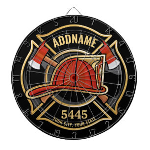 Brandweerman ADD NAME Brandweerpost Badge Dartbord
