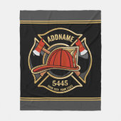 Brandweerman ADD NAME Brandweerpost Badge Fleece Deken (Voorkant)