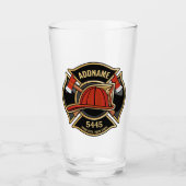 Brandweerman ADD NAME Brandweerpost Badge Glas (Voorkant)