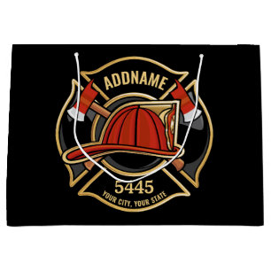 Brandweerman ADD NAME Brandweerpost Badge Groot Cadeauzakje